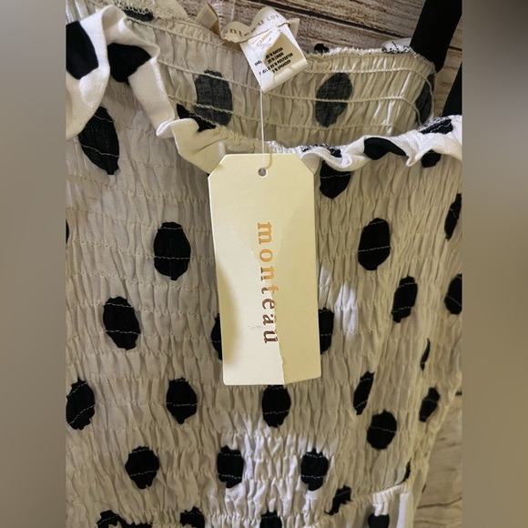 🤎3/$10 NWT Monteau Black and White Polka Dot Dress Size Medium - Picture 8 of 8